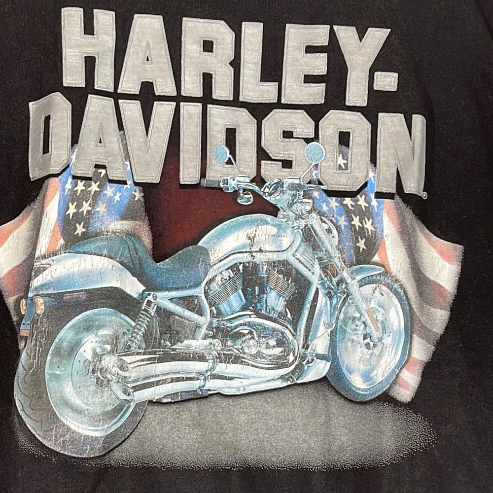 HARLEY DAVIDSON American Flags Graphic T-Shirt Short Sleeve Size Large